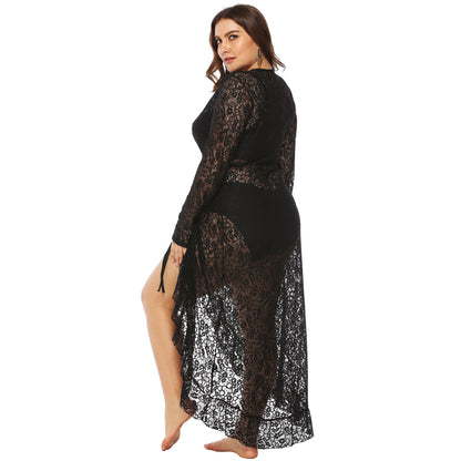 Plus Size Sexy Lace Irregular Asymmetric Beach Dress