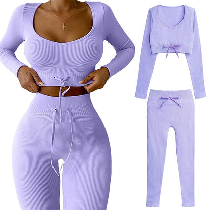 Seamless Two-Piece Long-Sleeve Sports Set