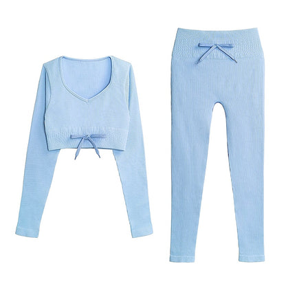 Seamless Two-Piece Long-Sleeve Sports Set