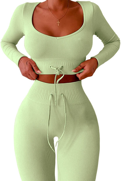 Seamless Two-Piece Long-Sleeve Sports Set