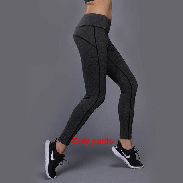 Sexy Yoga Set sports wear for women gym TShirt + Pants Breathable Gym Workout Clothes Compressed Yoga Leggings Sport Suit