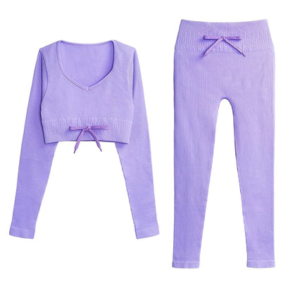 Seamless Two-Piece Long-Sleeve Sports Set