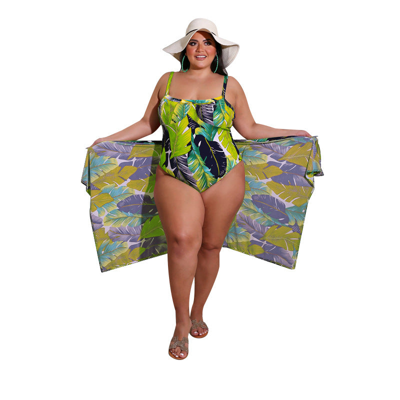 Plus Size Women Clothing Summer New Printed Cool Sexy Swimsuit Chiffon Shawl