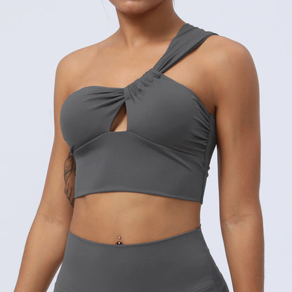 Asymmetric Cutout One-Shoulder Yoga Fitness Vest