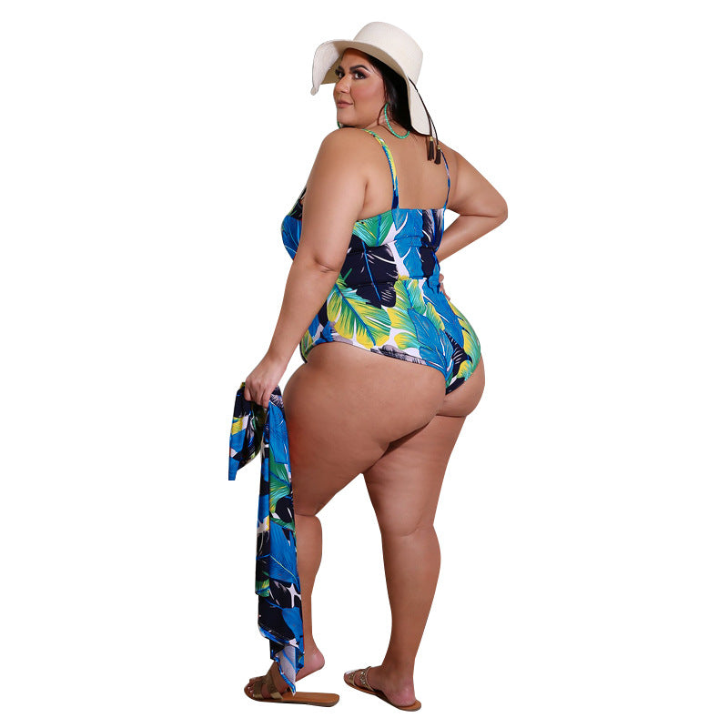 Plus Size Women Clothing Summer New Printed Cool Sexy Swimsuit Chiffon Shawl