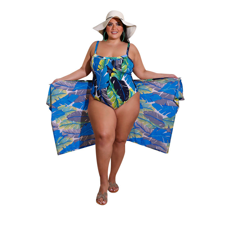 Plus Size Women Clothing Summer New Printed Cool Sexy Swimsuit Chiffon Shawl