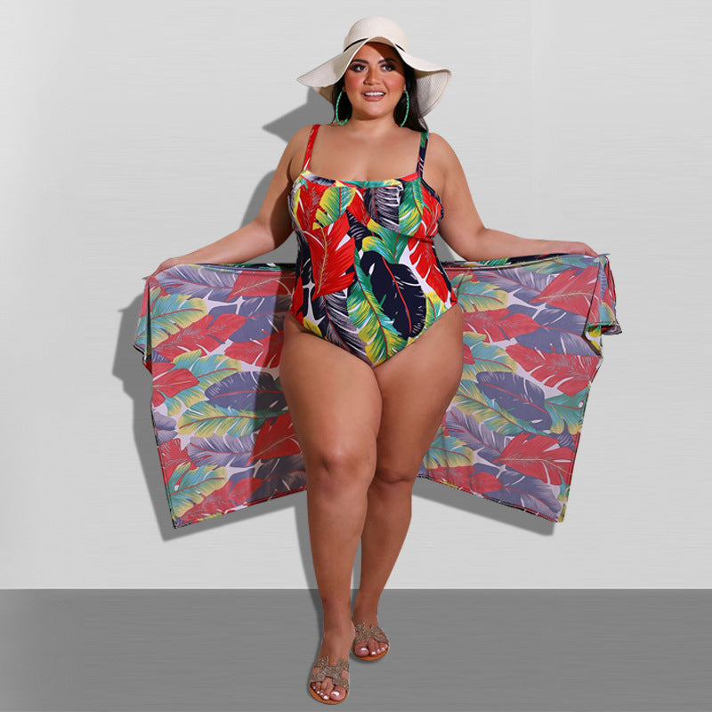 Plus Size Women Clothing Summer New Printed Cool Sexy Swimsuit Chiffon Shawl