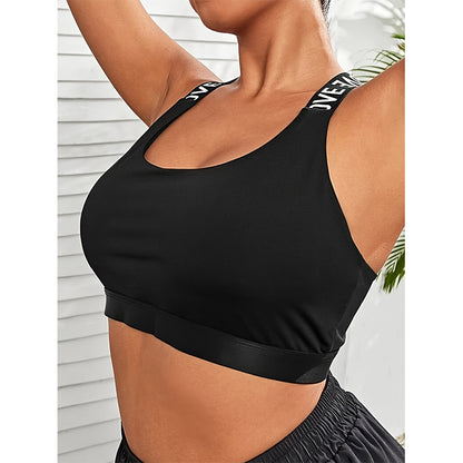 Plus Size Contrast Color Graphic Sports Bra