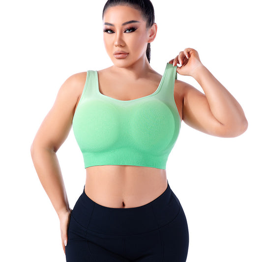 Plus Size Gradient Sports Underwear Women Large Summer Thin Yoga Bra One Piece Push Up Yoga Clothing Top