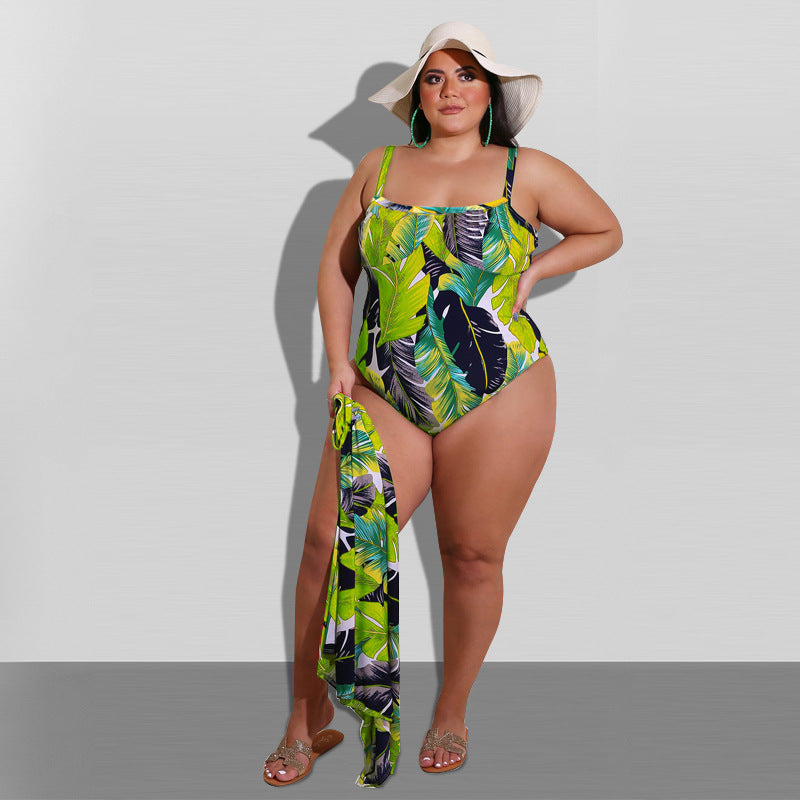 Plus Size Women Clothing Summer New Printed Cool Sexy Swimsuit Chiffon Shawl