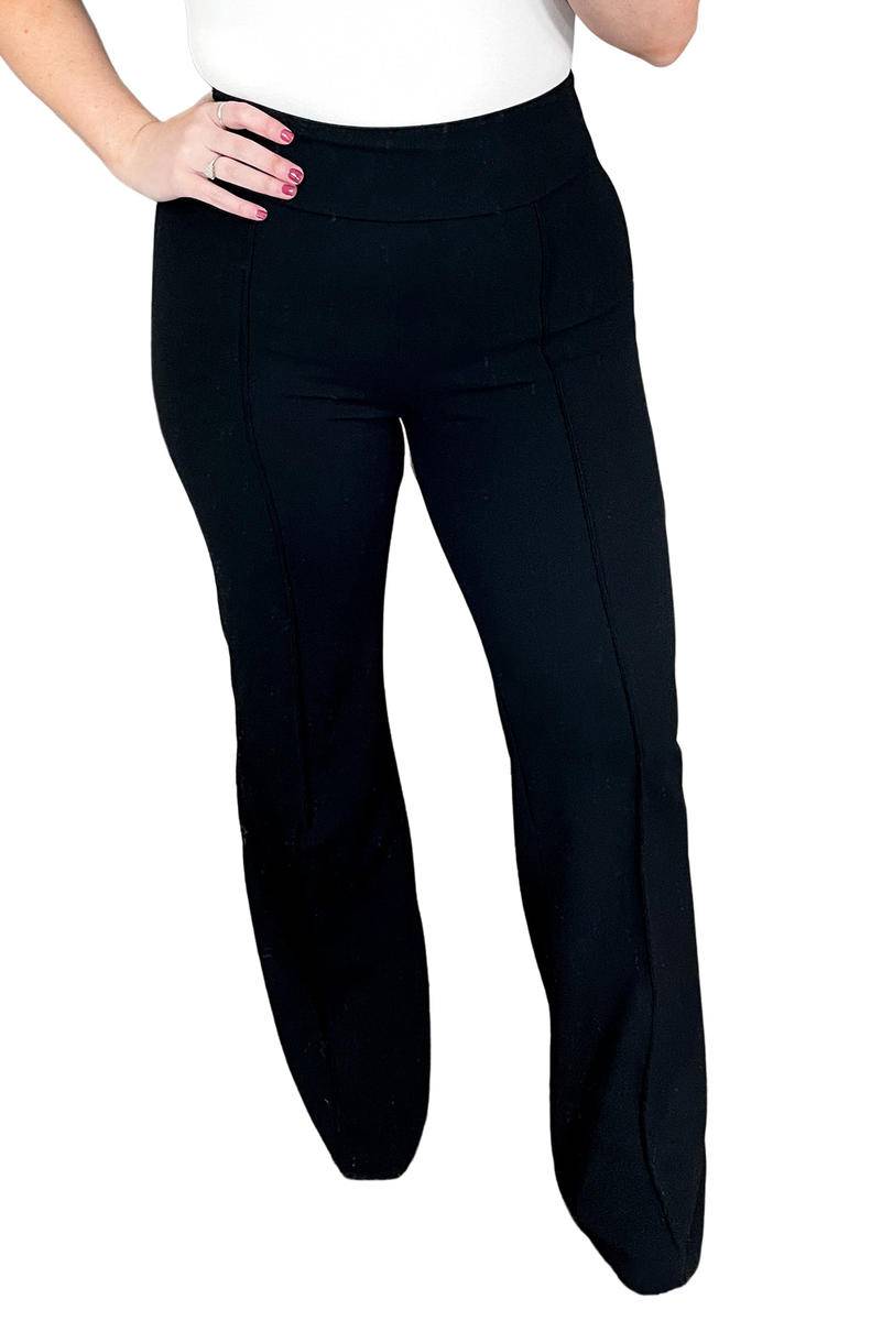 Exposed Seam Straight Leg Plus Size Pants