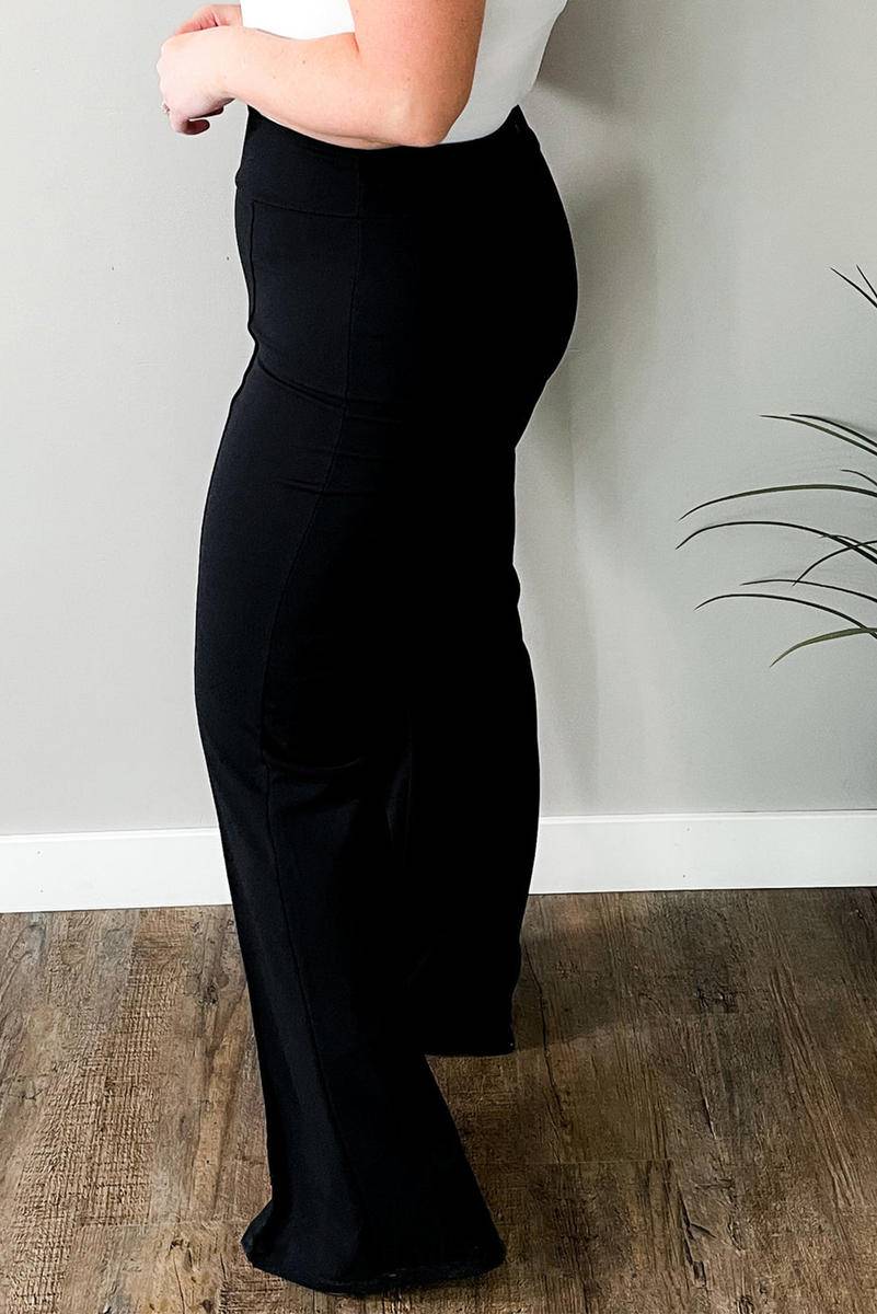 Exposed Seam Straight Leg Plus Size Pants