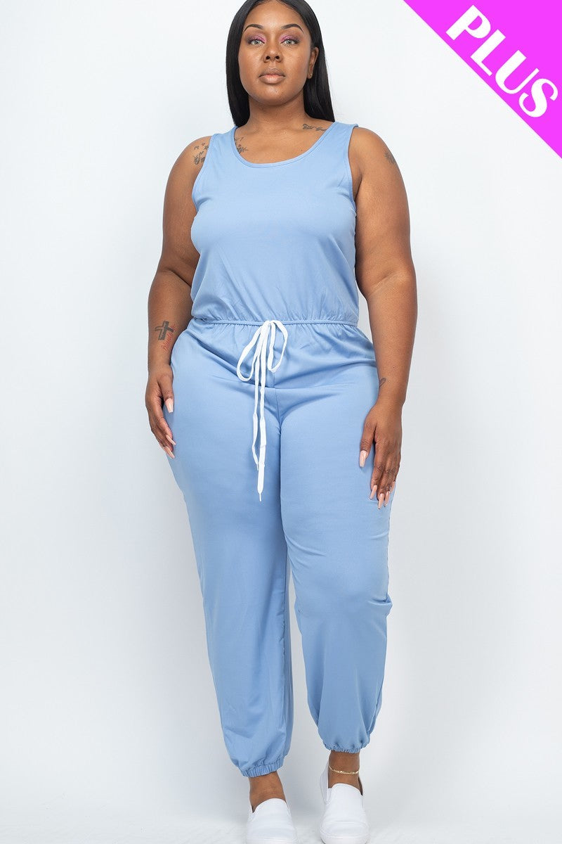 Plus Elasticized Waist Jogger Jumpsuit